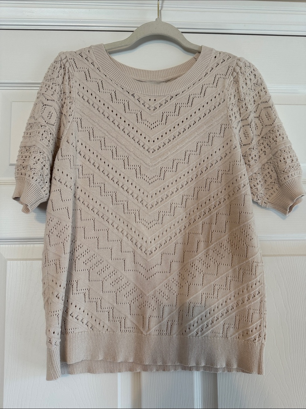 LOFT Cream Eyelet Knit Sweater